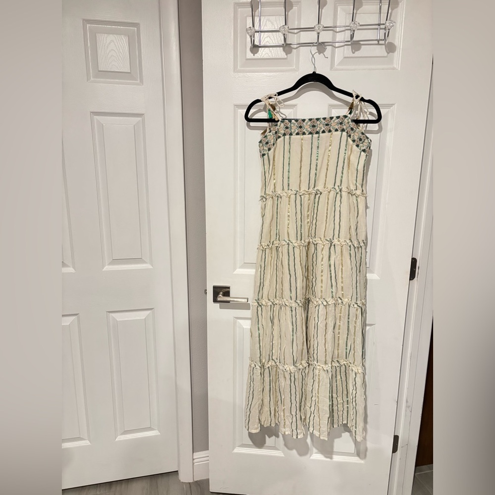 Anthropologie Safa Tiered Shimmer Midi‎ dress size Small - Picture 4 of 11
